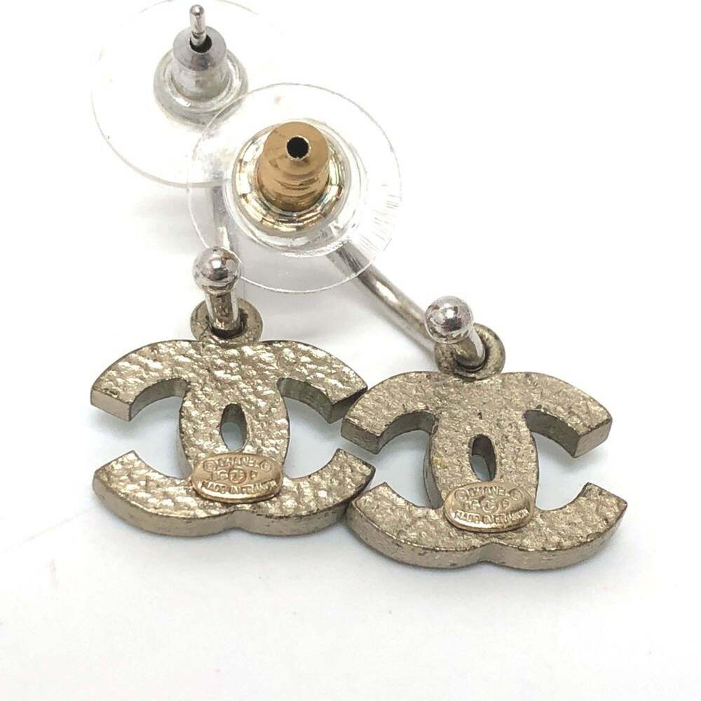 CHANEL Authentic Silver Logo Earrings - Picture 2 of 6